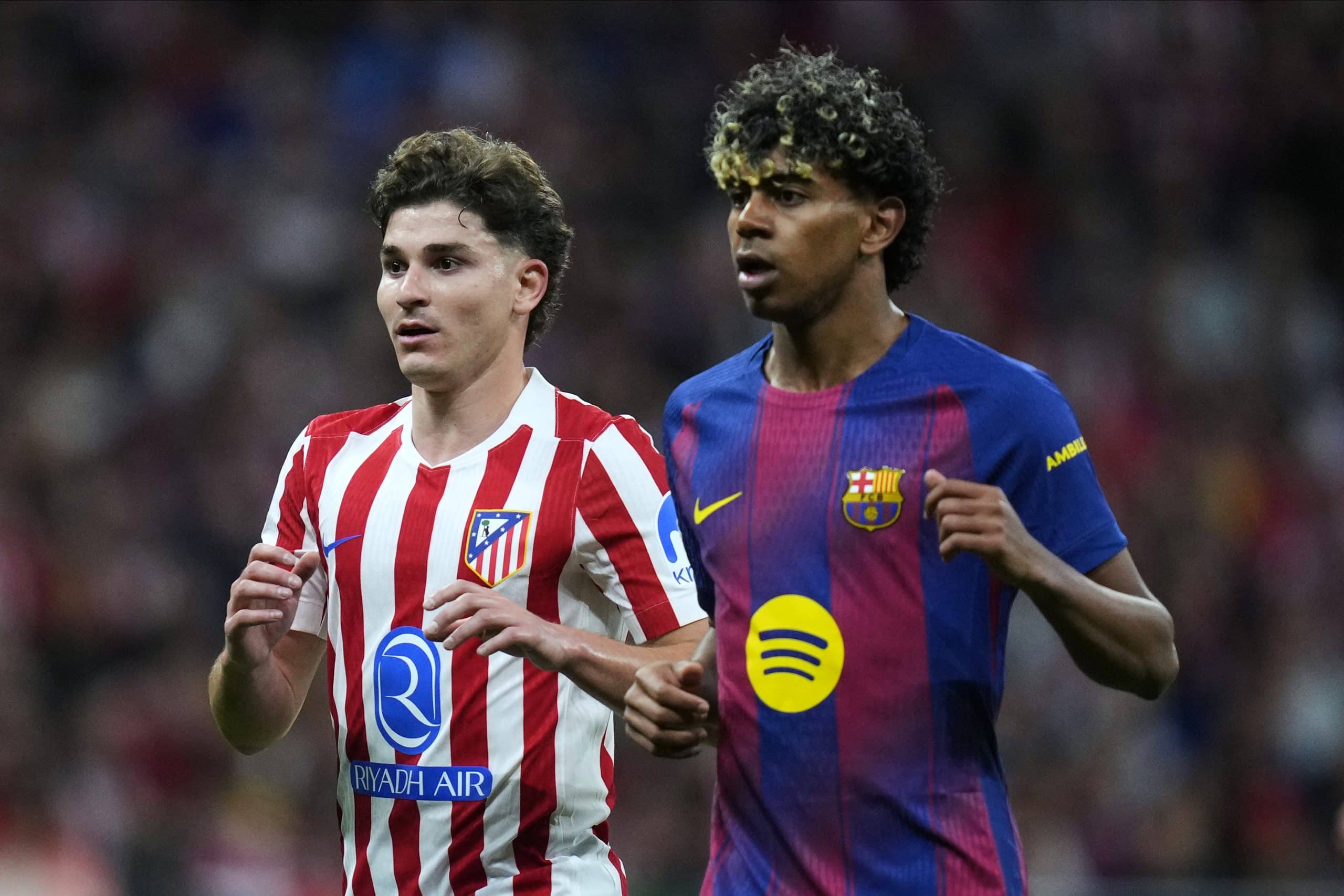 Julian Alvarez (Atlético Madrid) et Lamine Yamal (FC Barcelone)