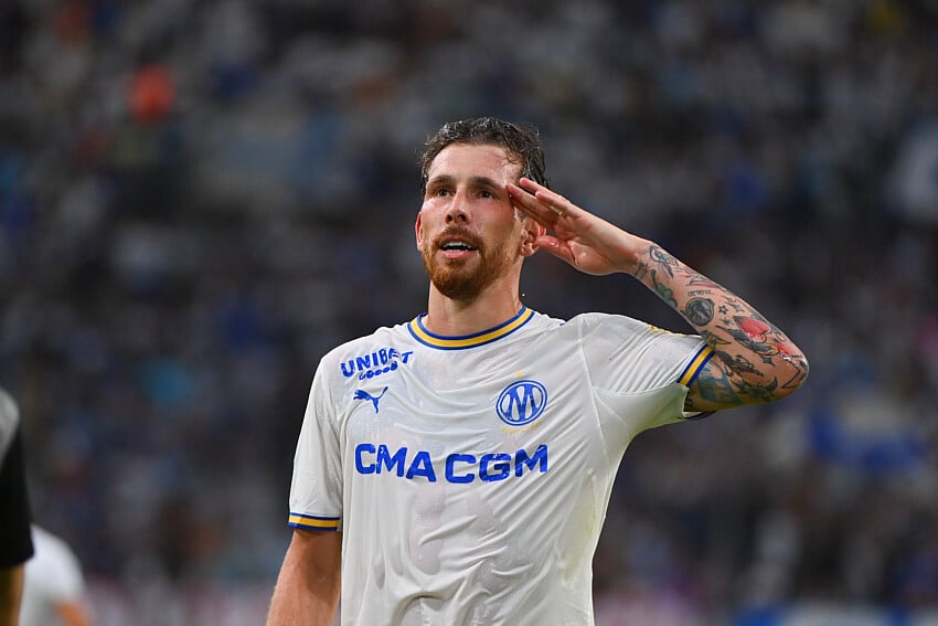 Pierre-Emile Hojbjerg lors d'OM - RC Strasbourg