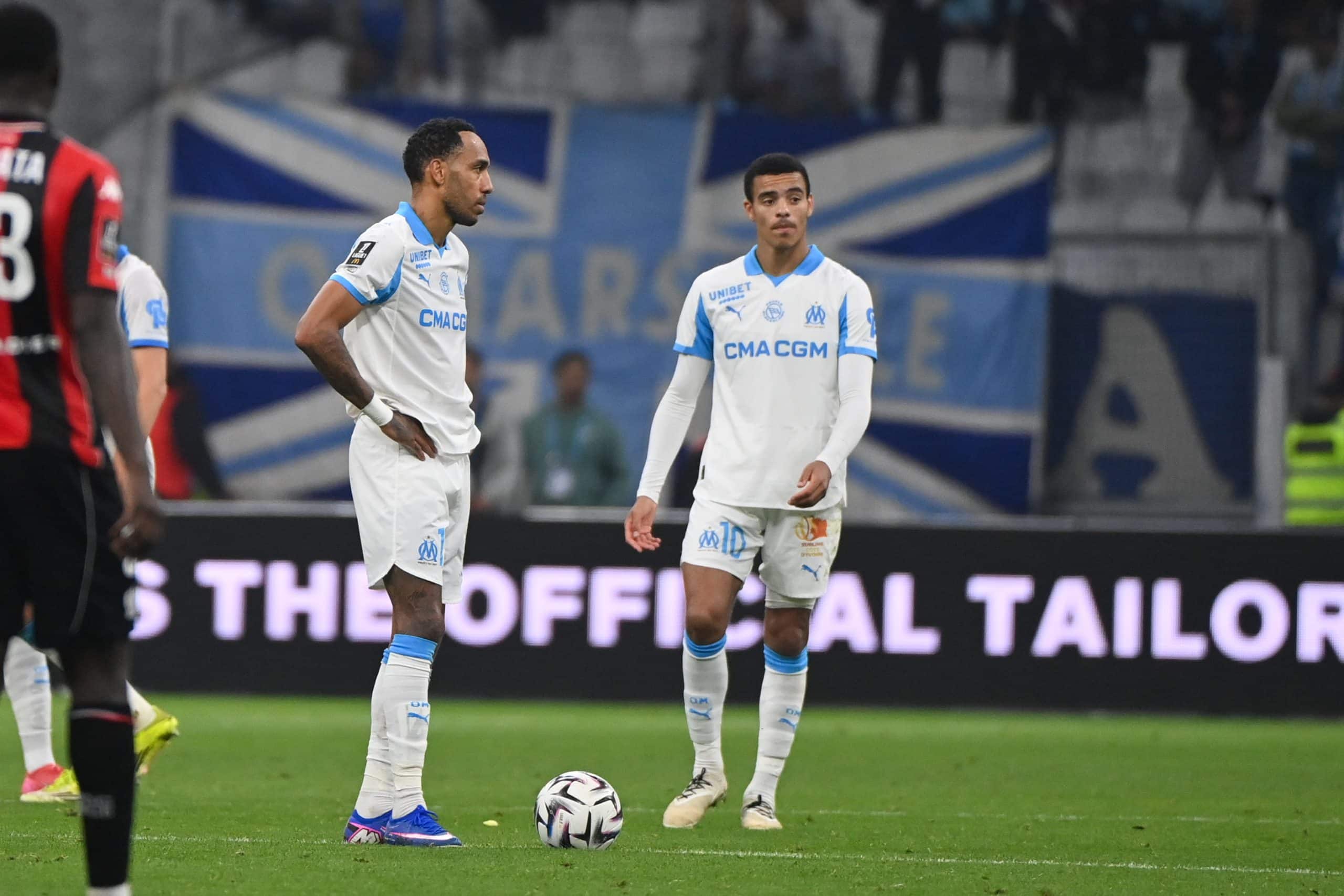 Mason Greenwood dépité après l'égalisation de l'OGC Nice.