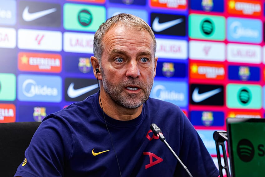 Hansi Flick (FC Barcelone) en conférence de presse