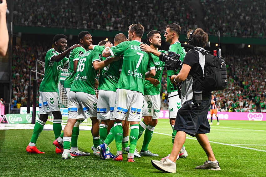 La joie des Verts lors d'ASSE - Montpellier