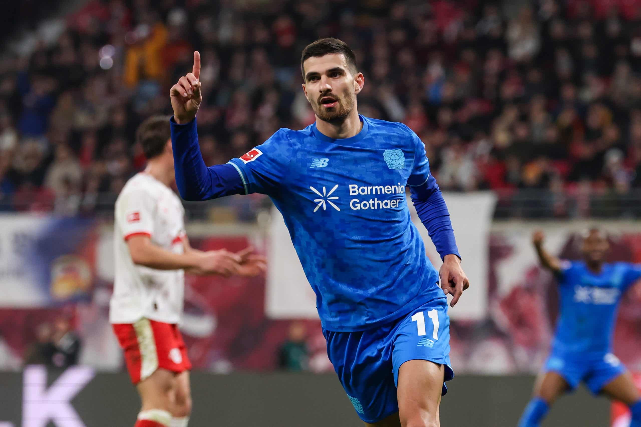 Martin Terrier sous le maillot du Bayer Leverkusen