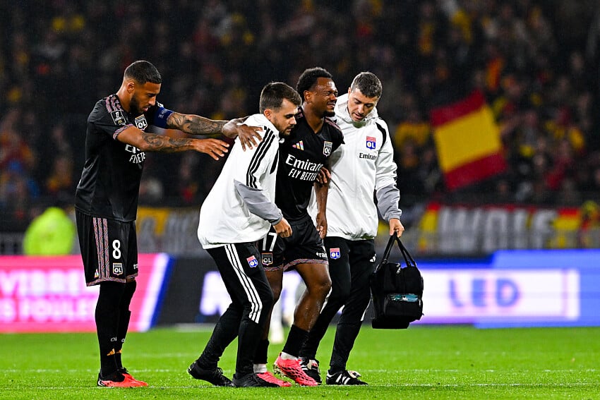 Loïs Openda (OL) lors de sa sortie face au RC Lens