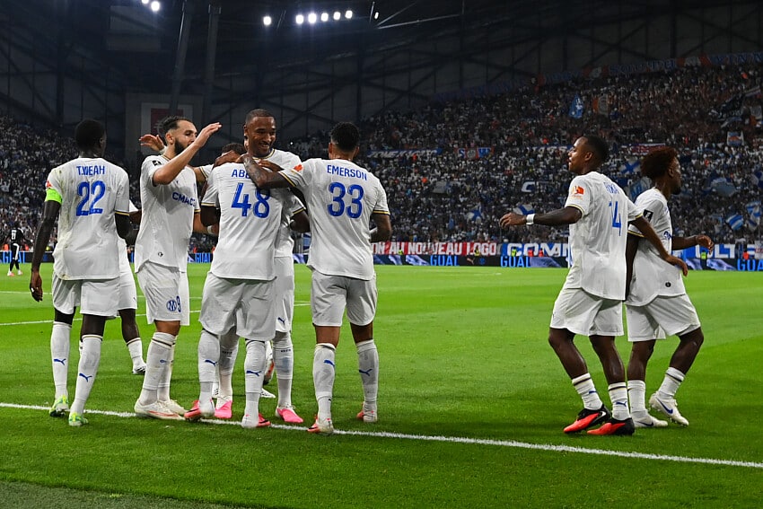 La joie des Marseillais lors d'OM - RC Strasbourg