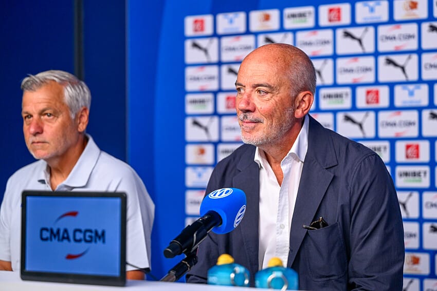 Stéphane Richard et Bruno Genesio en conférence de presse