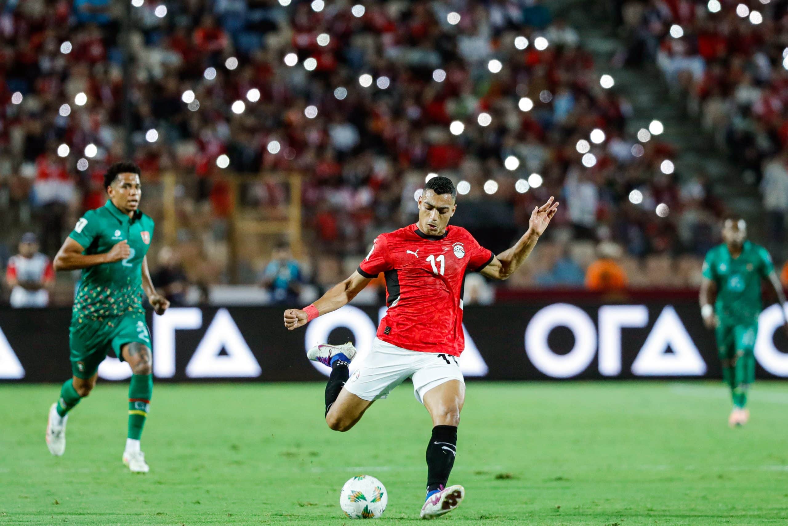 L'attaquant du FC Nantes Mostafa Mohamed en action avec l'Egypte.