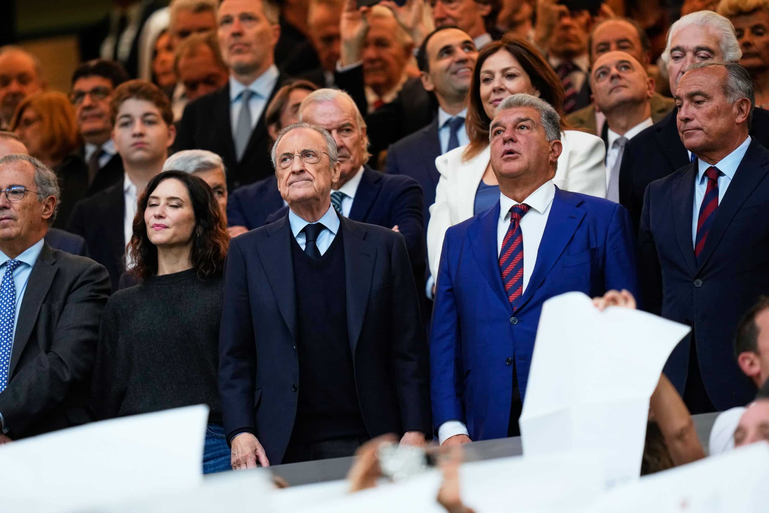 Le président du Real Madrid, Florentino Pérez, et son homologue du FC Barcelone, Joan Laporta.