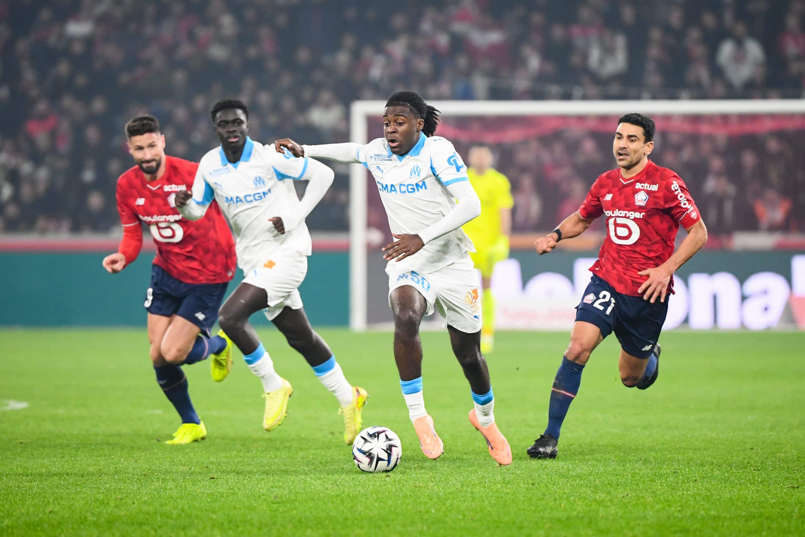 Darryl Bakola et Robinio Vaz lors du match de l'OM à Lille.