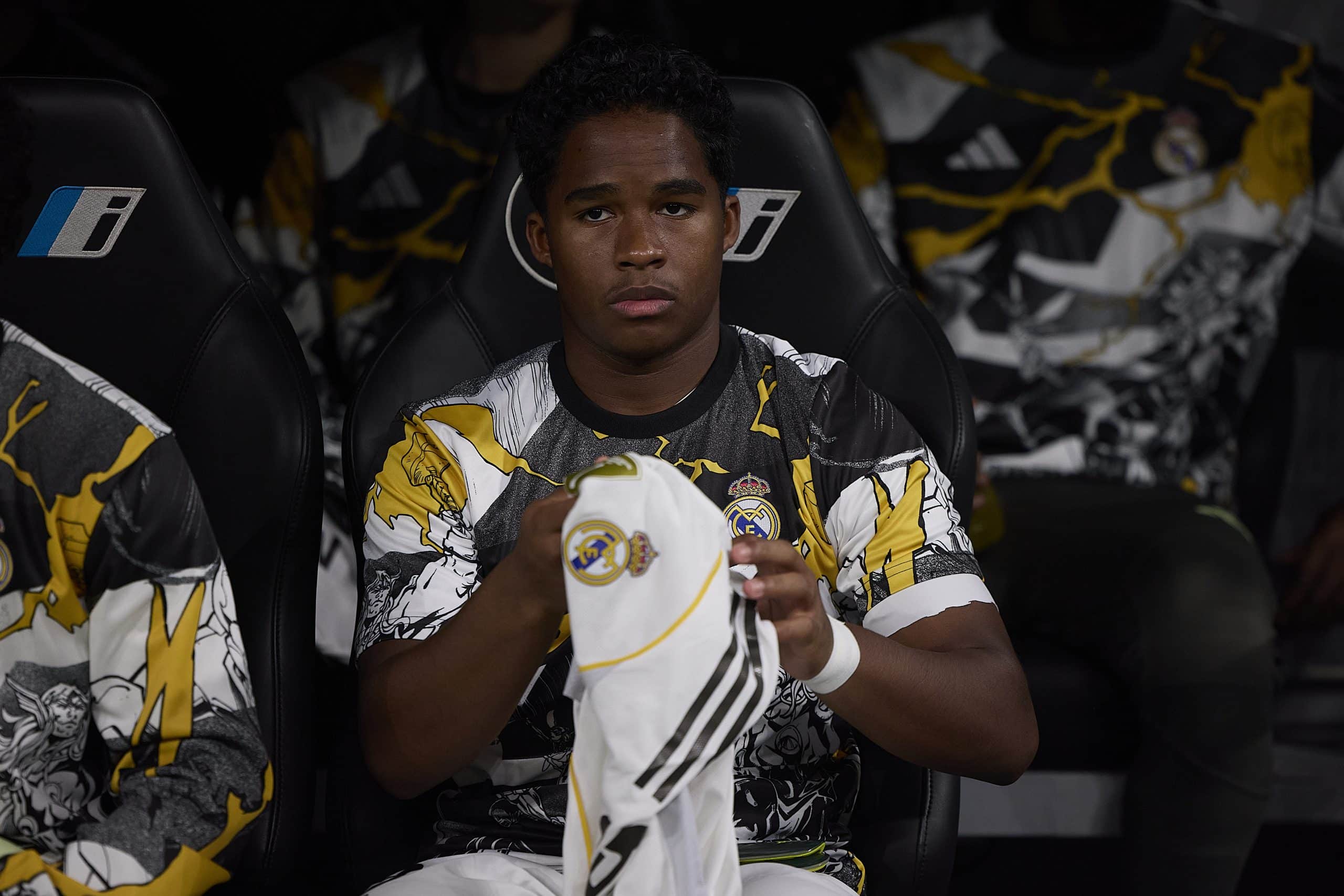 Endrick lors d'un match du Real Madrid où il était remplaçant.