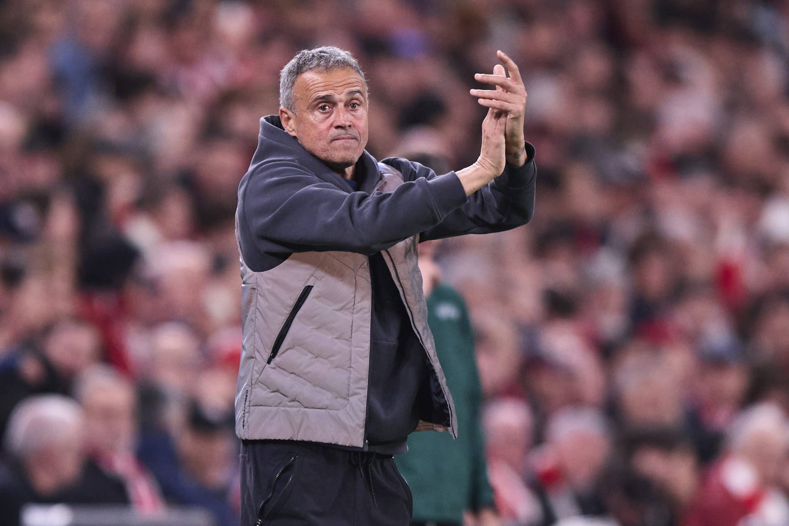 L'entraîneur du PSG, Luis Enrique, lors du match à Bilbao.