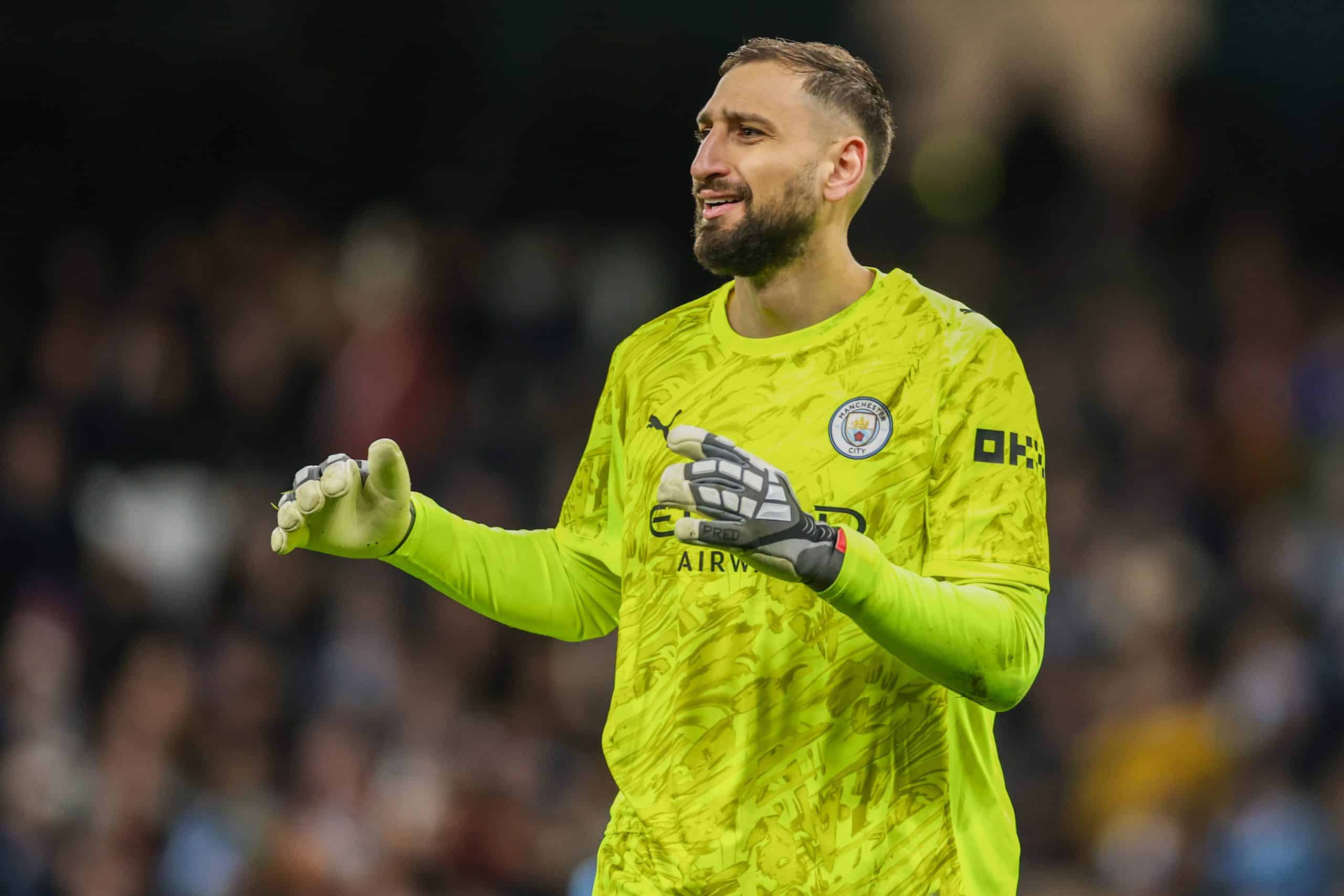 Gianluigi Donnarumma lors d'un match de Manchester City.