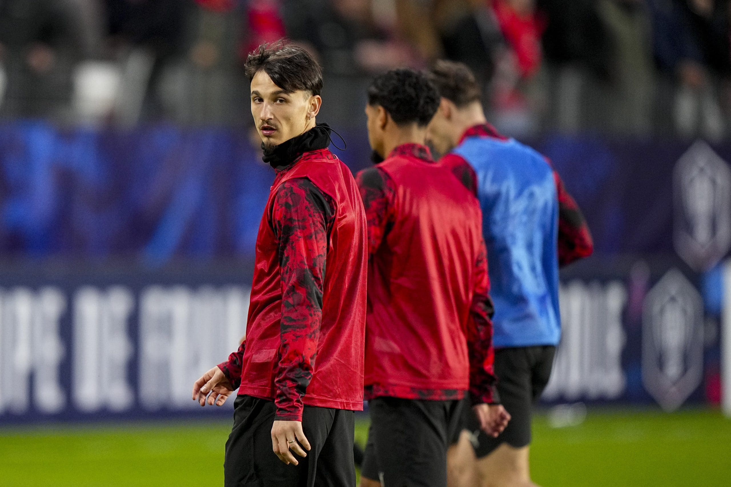 Estéban Lepaul lors d'un échauffement avant un match du Stade Rennais.