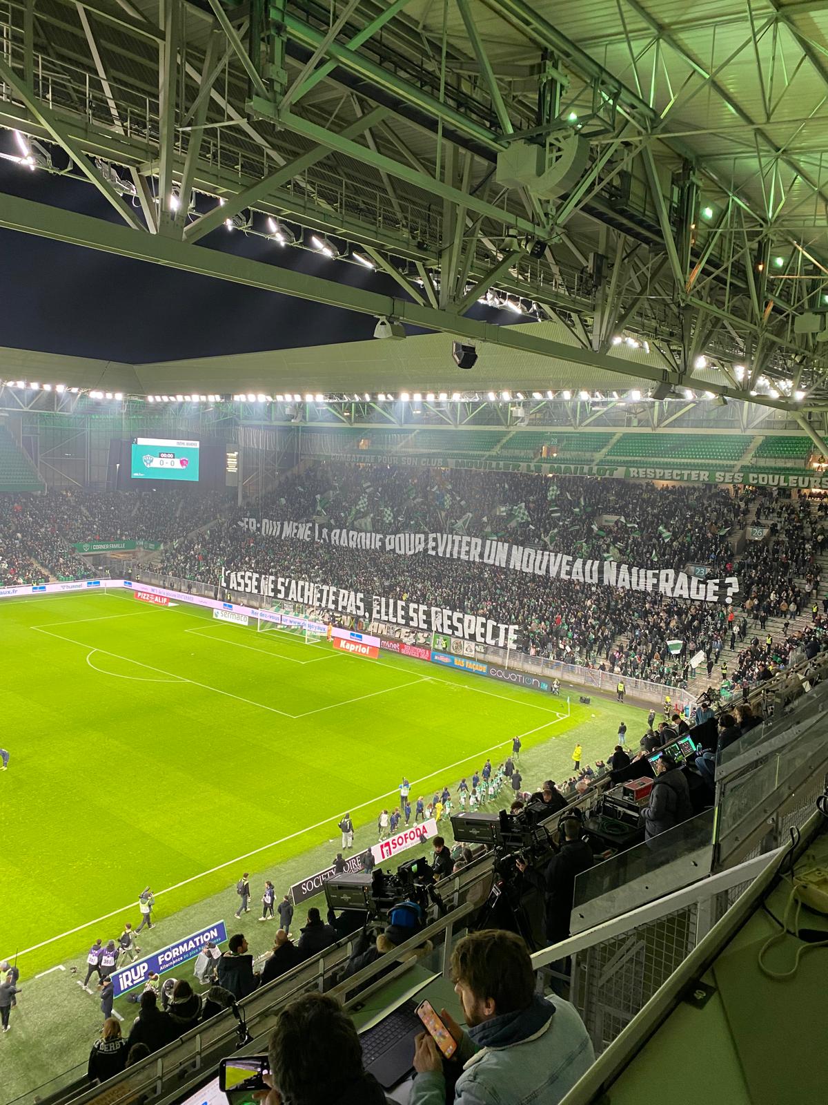 ASSE – Clermont : la banderole cinglante des Green Angels