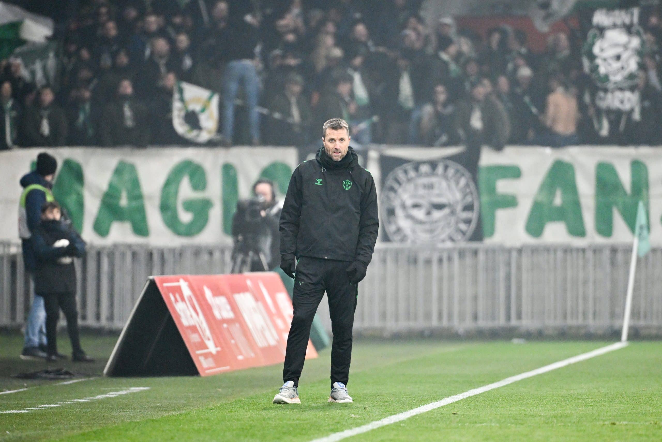 L'entraîneur de l'ASSE, Eirik Horneland, lors du match au Mans.
