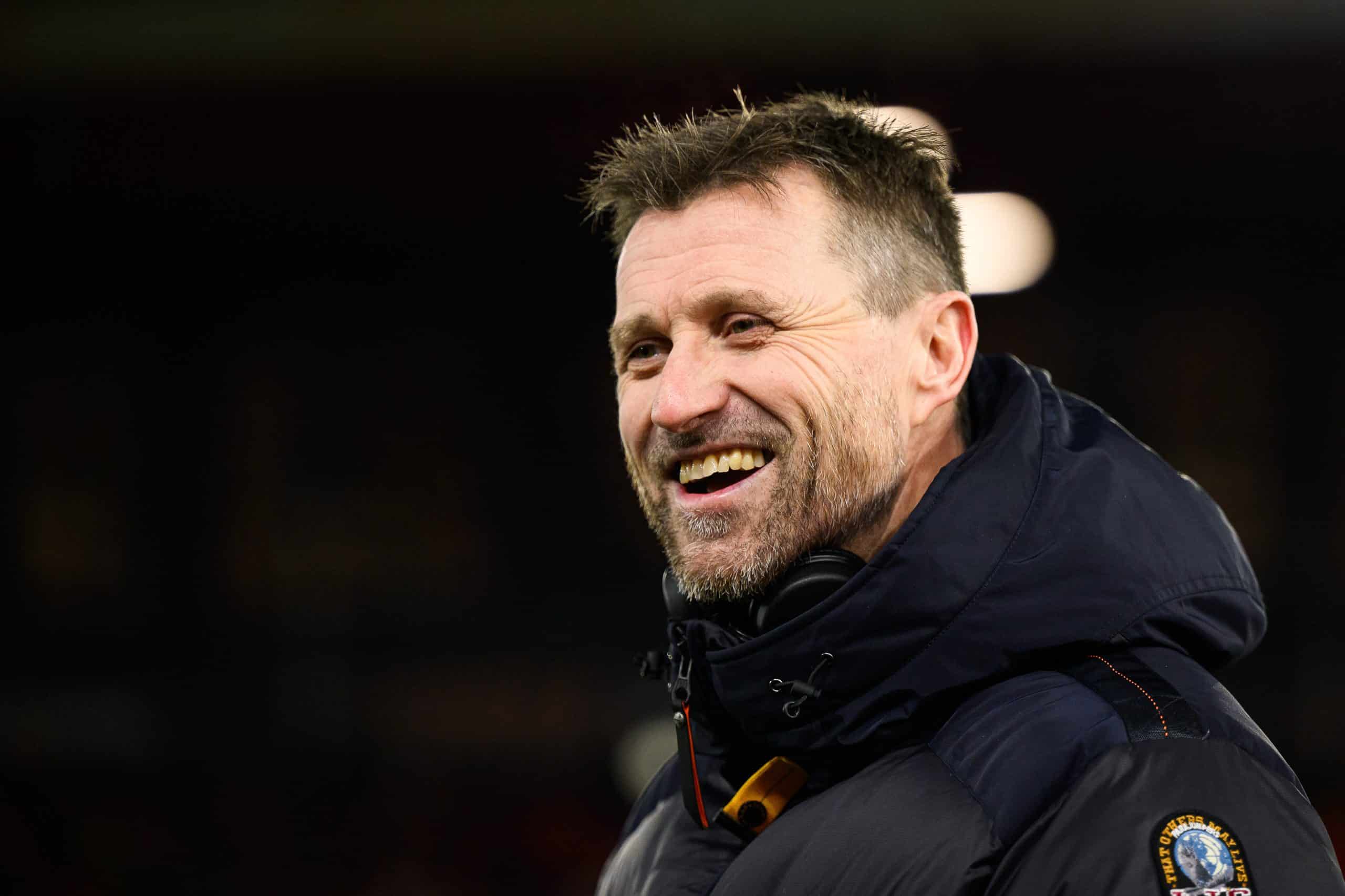 Eirik Horneland tout sourire lors d'un match de Brann Bergen contre Bologne.