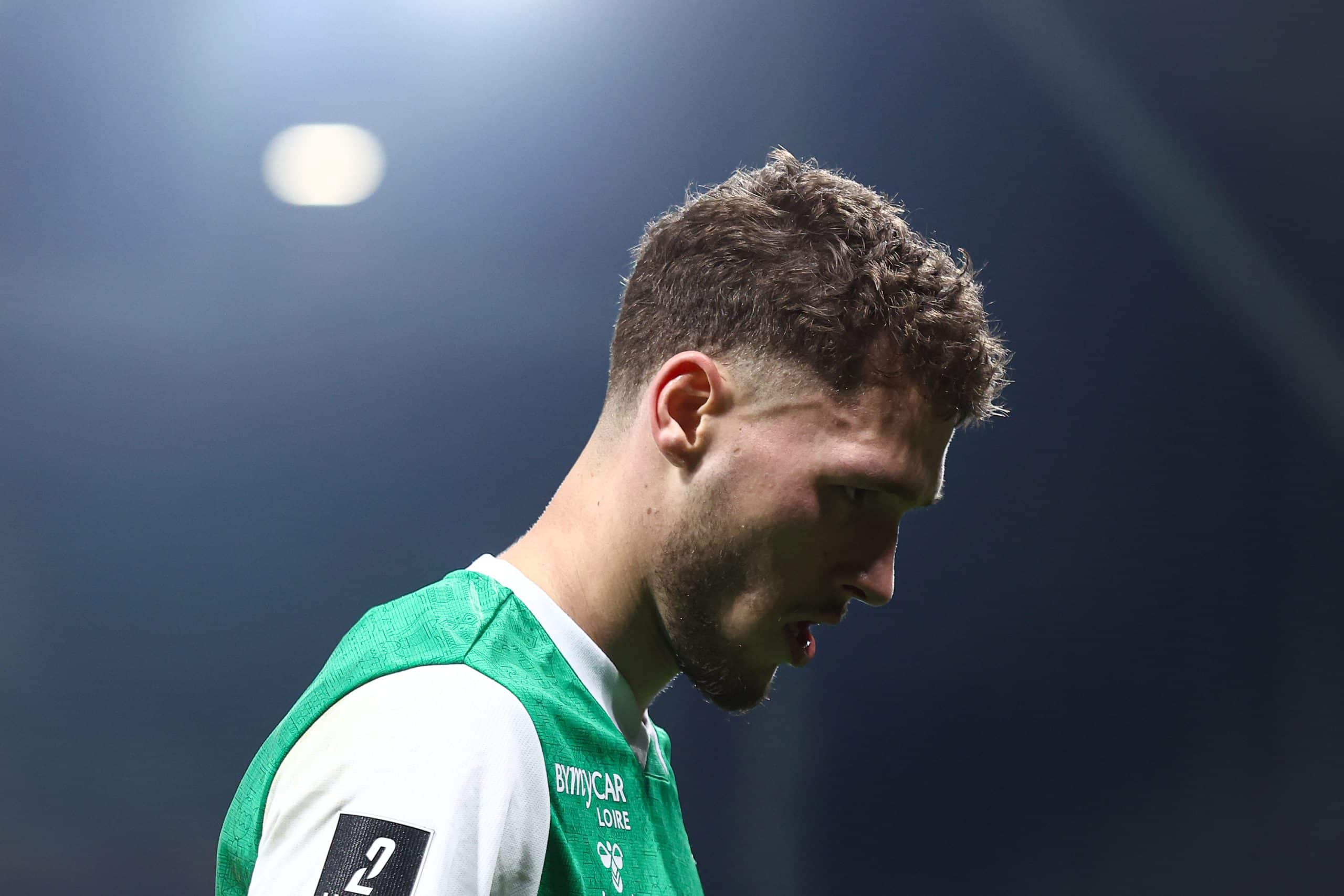 Lucas Stassin déçu après un raté face au Stade de Reims.