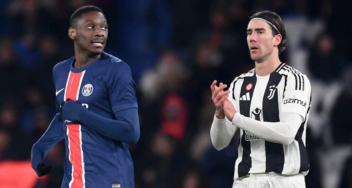 Randal Kolo Muani (PSG) et Dusan Vlahovic (Juventus).