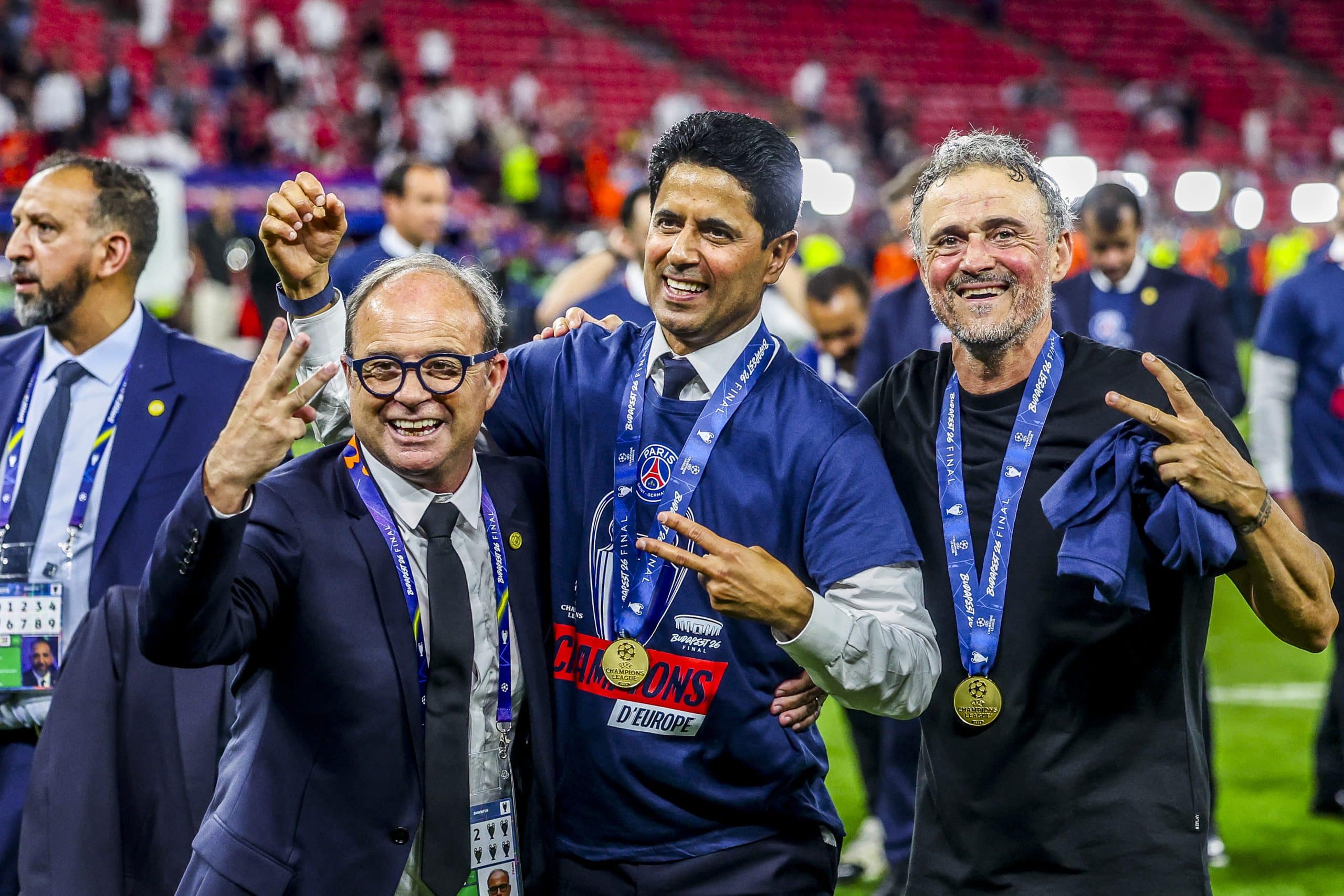 Luis Campos, Nasser al-Khelaïfi et Luis Enrique