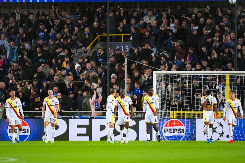 Les joueurs lensois lors de Bruges - RC Lens