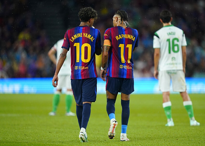 Lamine Yamal et Raphinha (FC Barcelone)