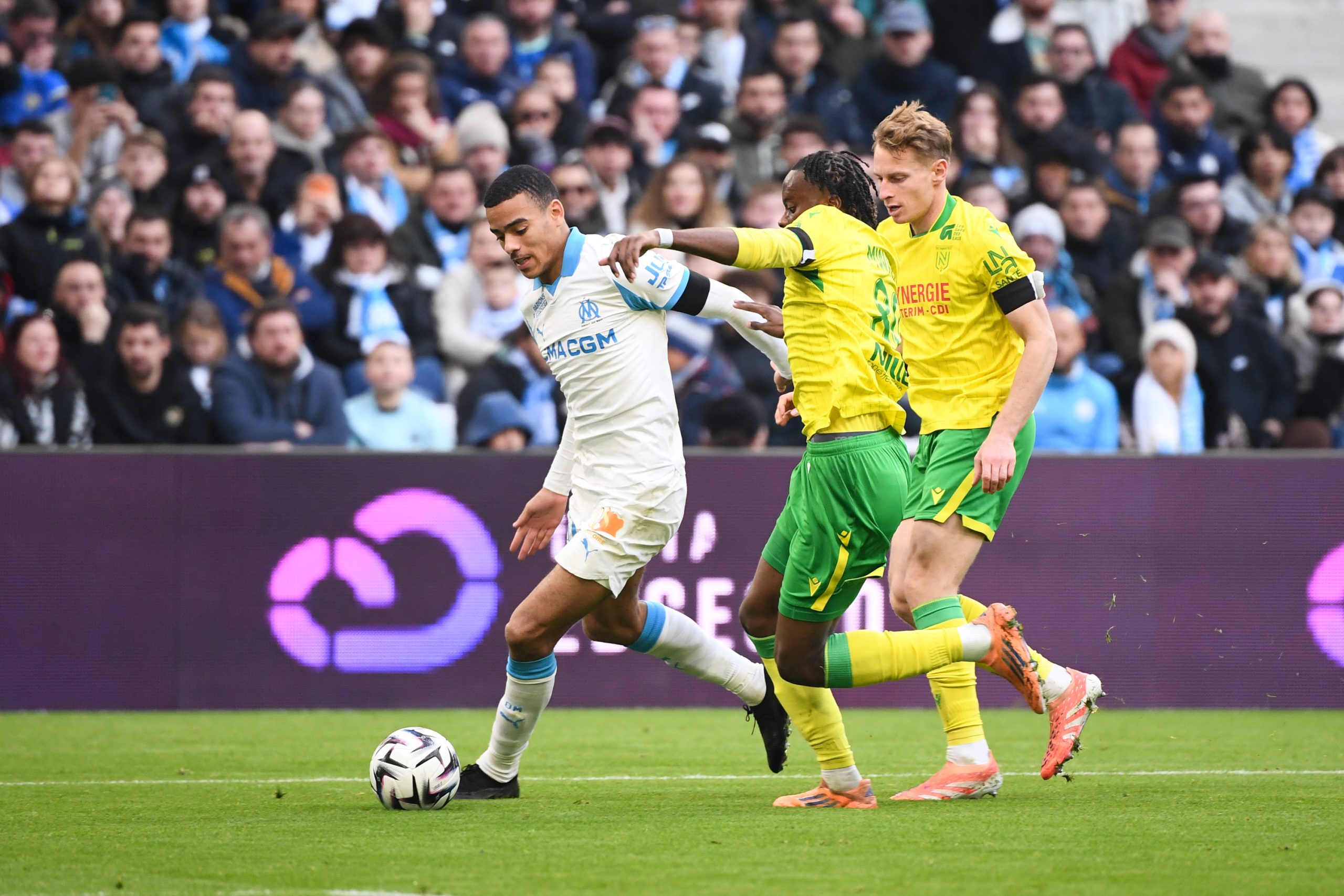 Mason Greenwood lors du match aller entre l'OM et le FC Nantes