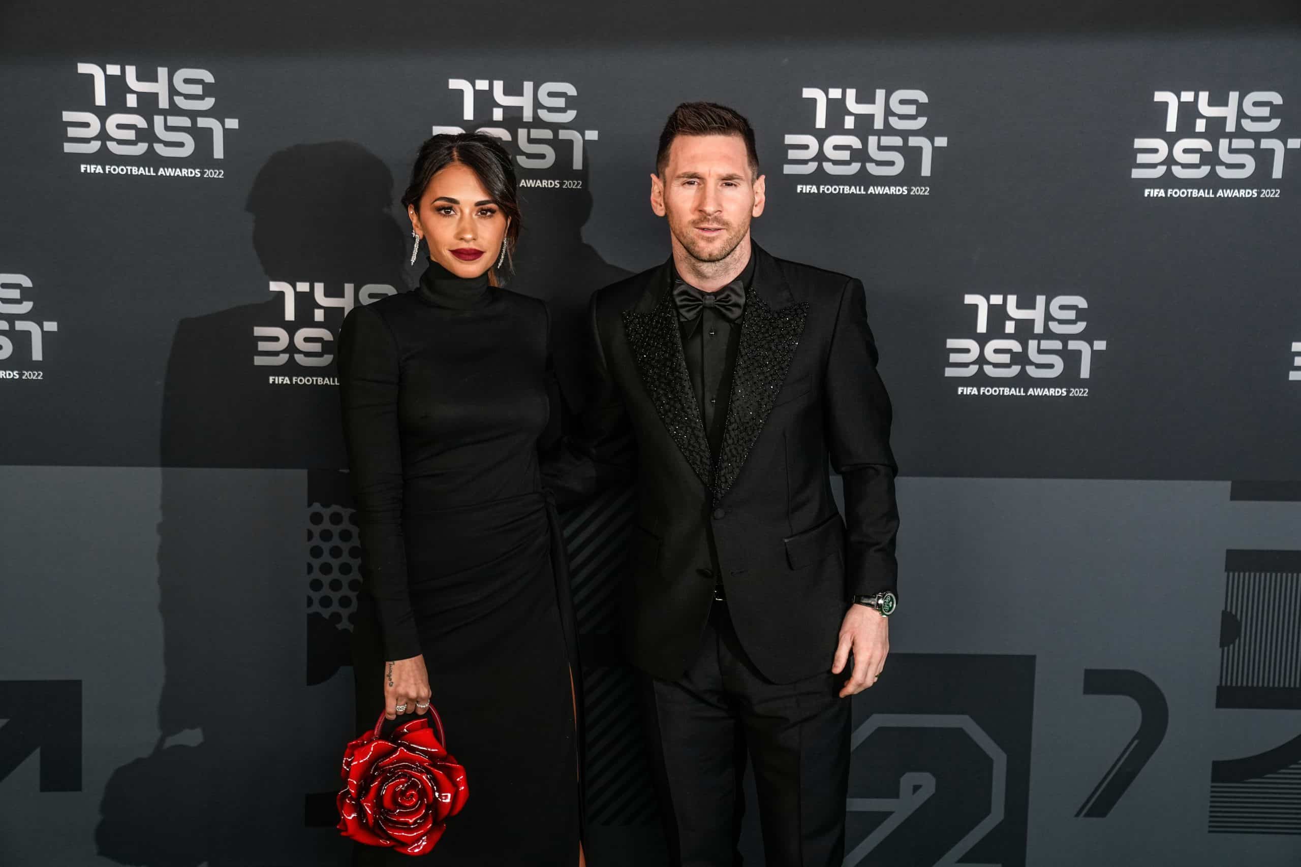 Antonella Roccuzzo et Lionel Messi avant le gala The Best de la FIFA.