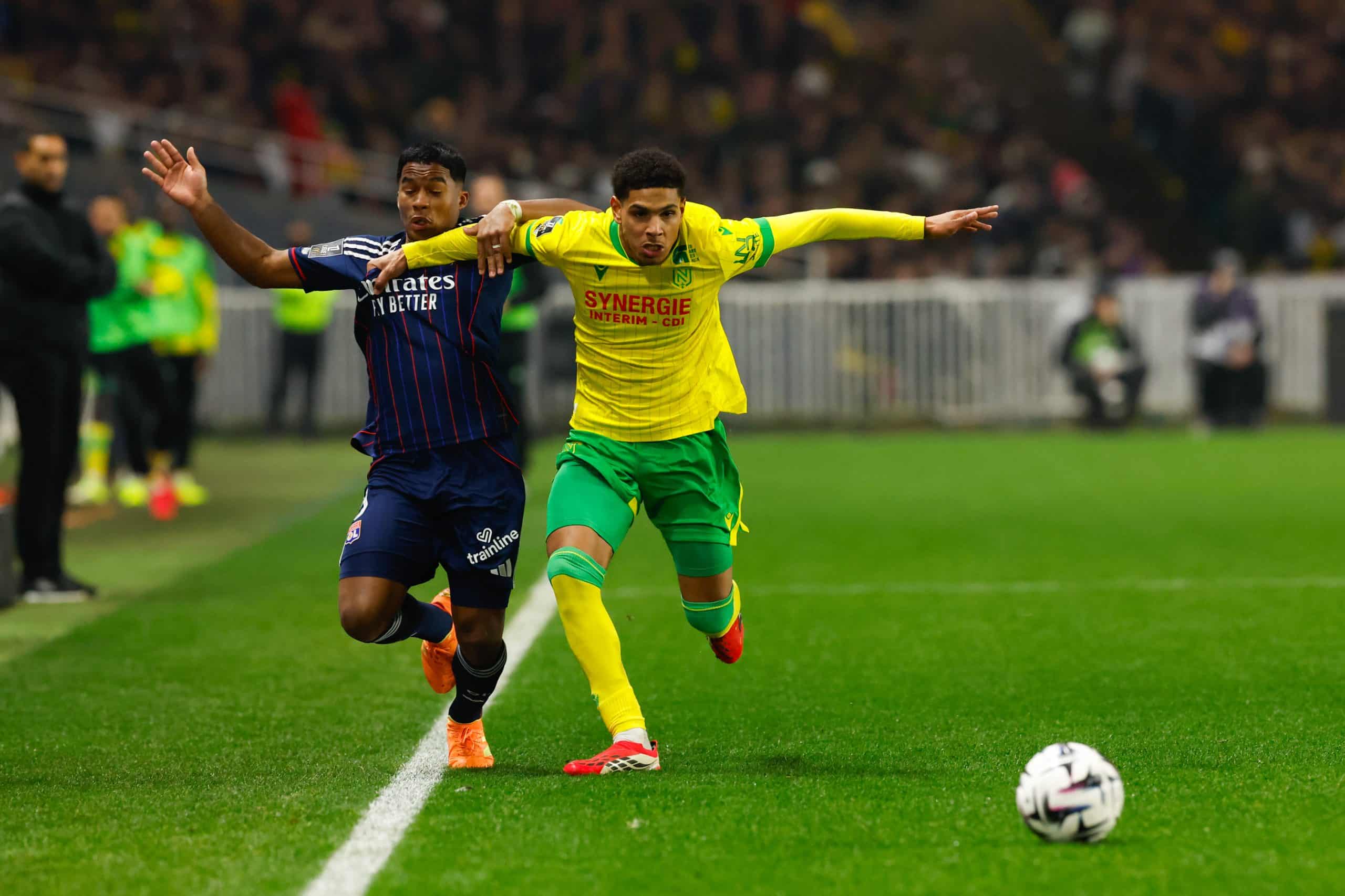 Dehmaine Tabibou sur l'action où Endrick l'a blessé, samedi, lors de Nantes-OL.