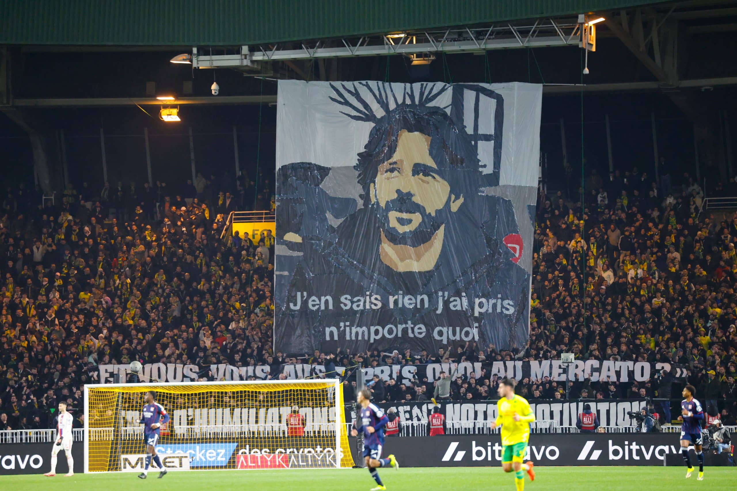 Le tifo des supporters du FC Nantes lors de la réception de l'OL samedi dernier.