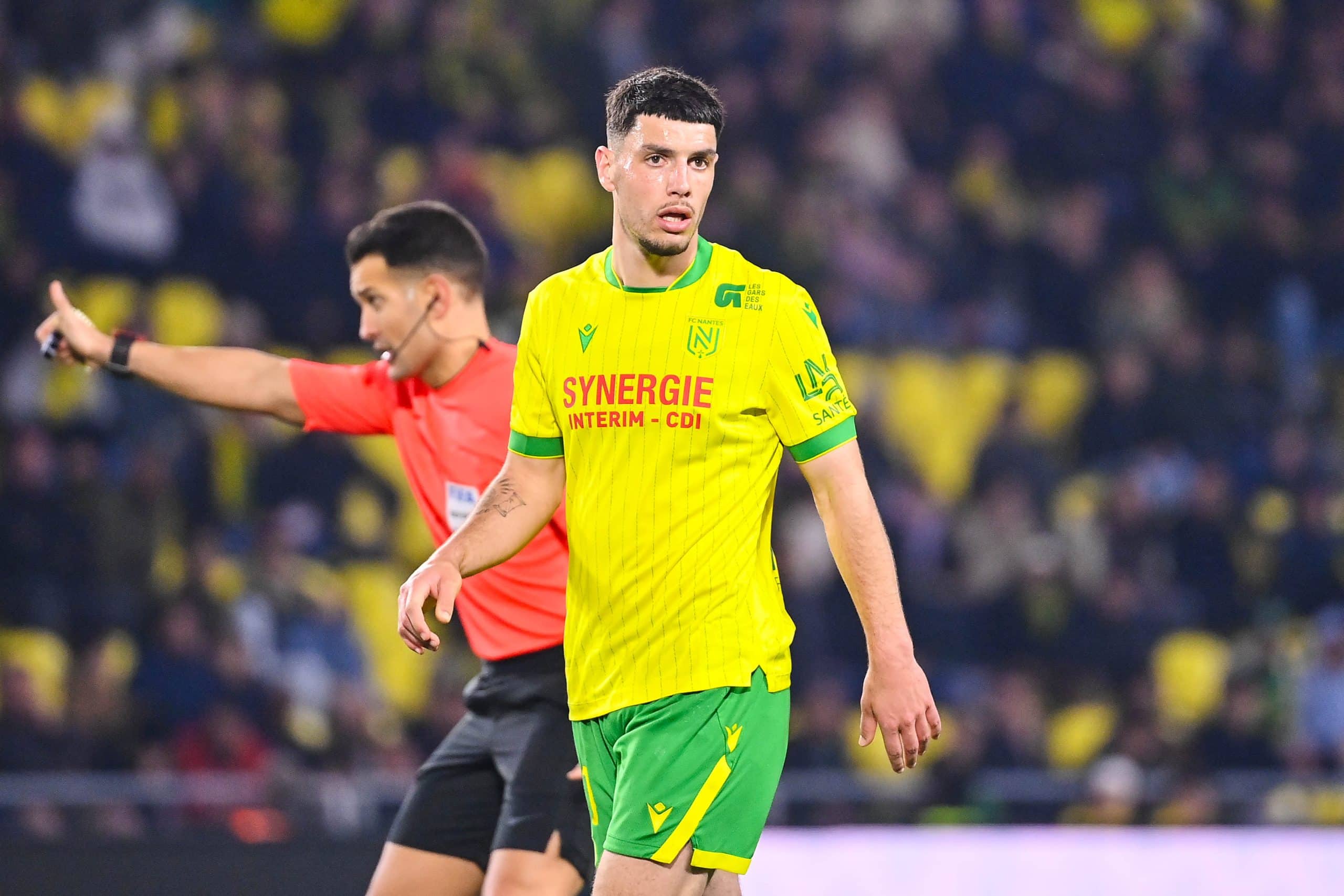 Matthis Abline lors du match entre le FC Nantes et le RC Strasbourg.