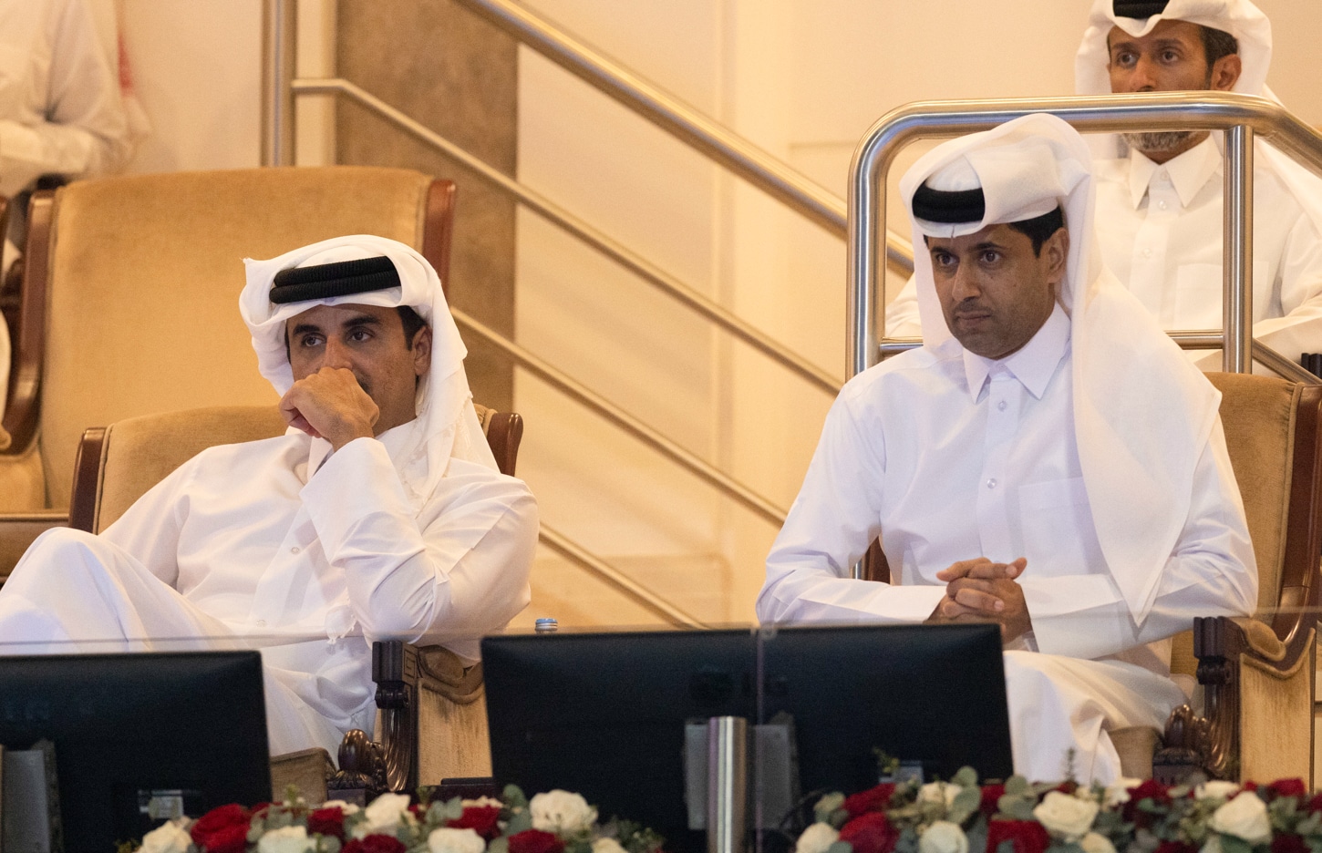 Nasser al-Khelaïfi aux côtés de l'émir du Qatar, Tamim ben Hamad Al Thani