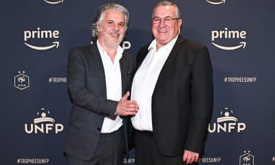 Vincent Labrune (président de la LFP) et Jean-Pierre Caillot (président de Reims).