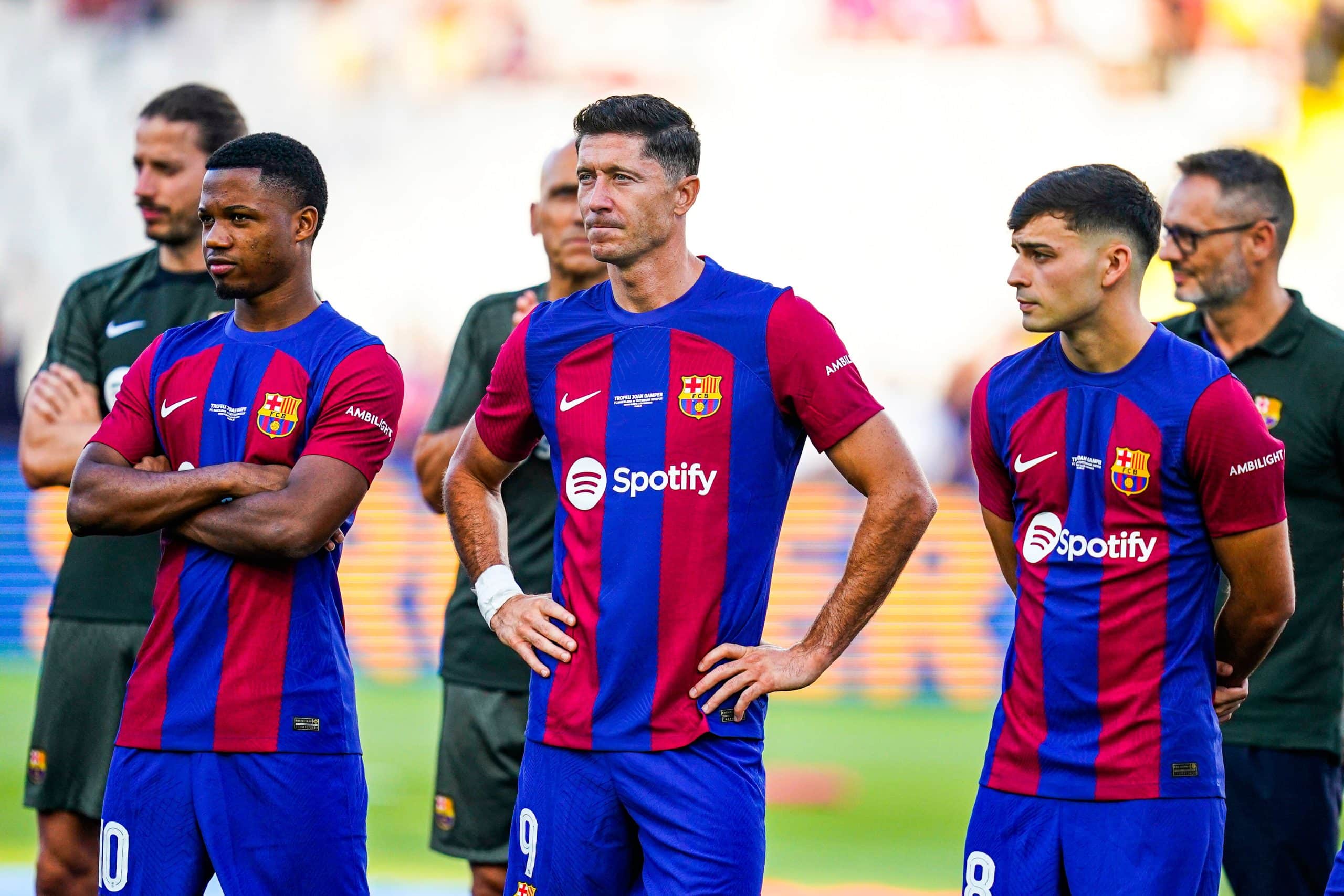 Ansu Fati et Robert Lewandowski (ici avec Pedri) au FC Barcelone.