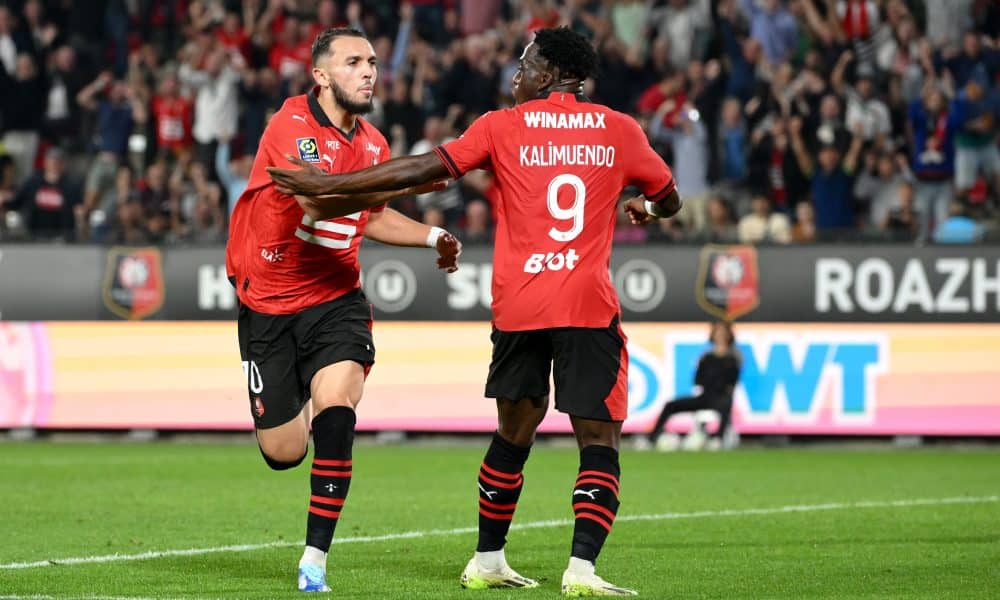 Amine Gouiri et Arnaud Kalimuendo au Stade Rennais.