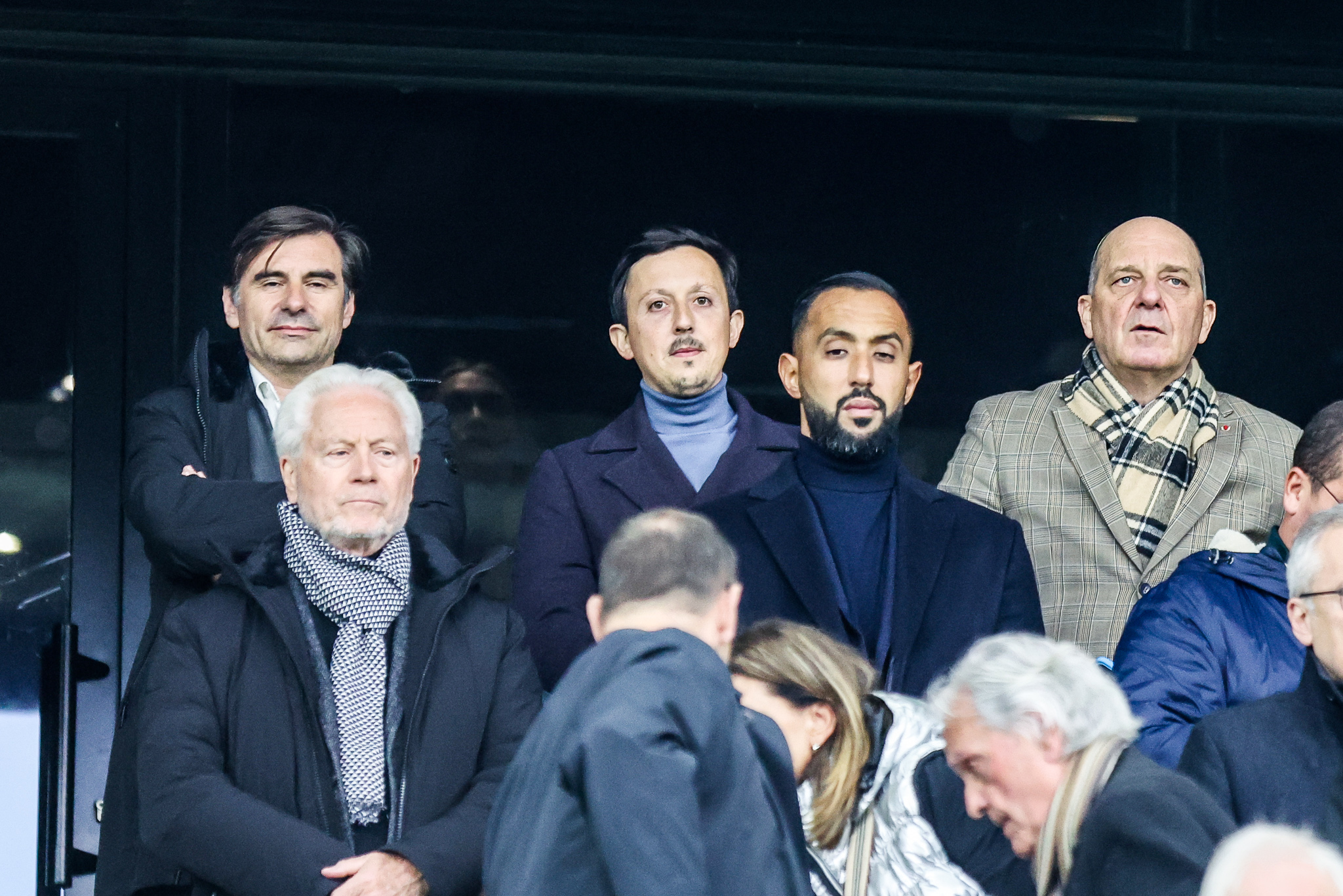 Le président de l'OM, Pablo Longoria, et son directeur sportif, Medhi Benatia.