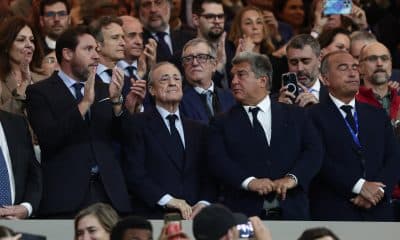 Florentino Pérez (Real Madrid) aux côtés de Joan Laporta (FC Barcelone)