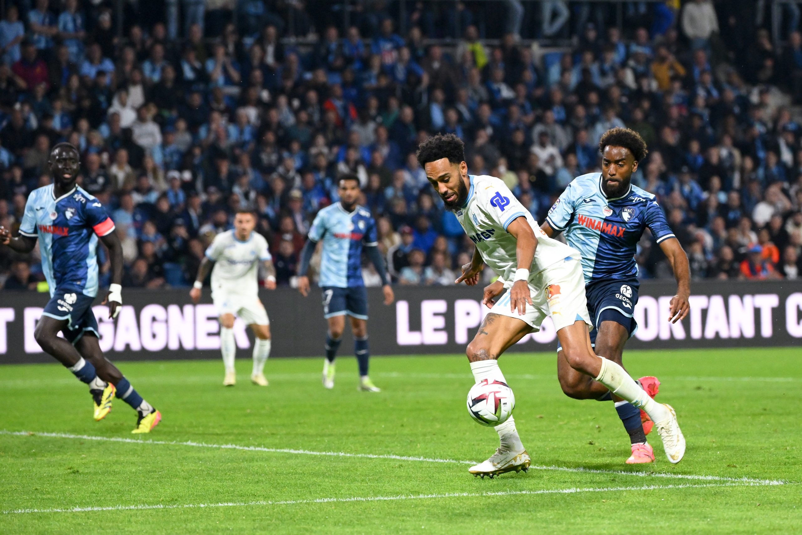 Pierre-Emerick Aubameyang lors de son dernier match sous le maillot de l'OM, au Havre, en 2024.