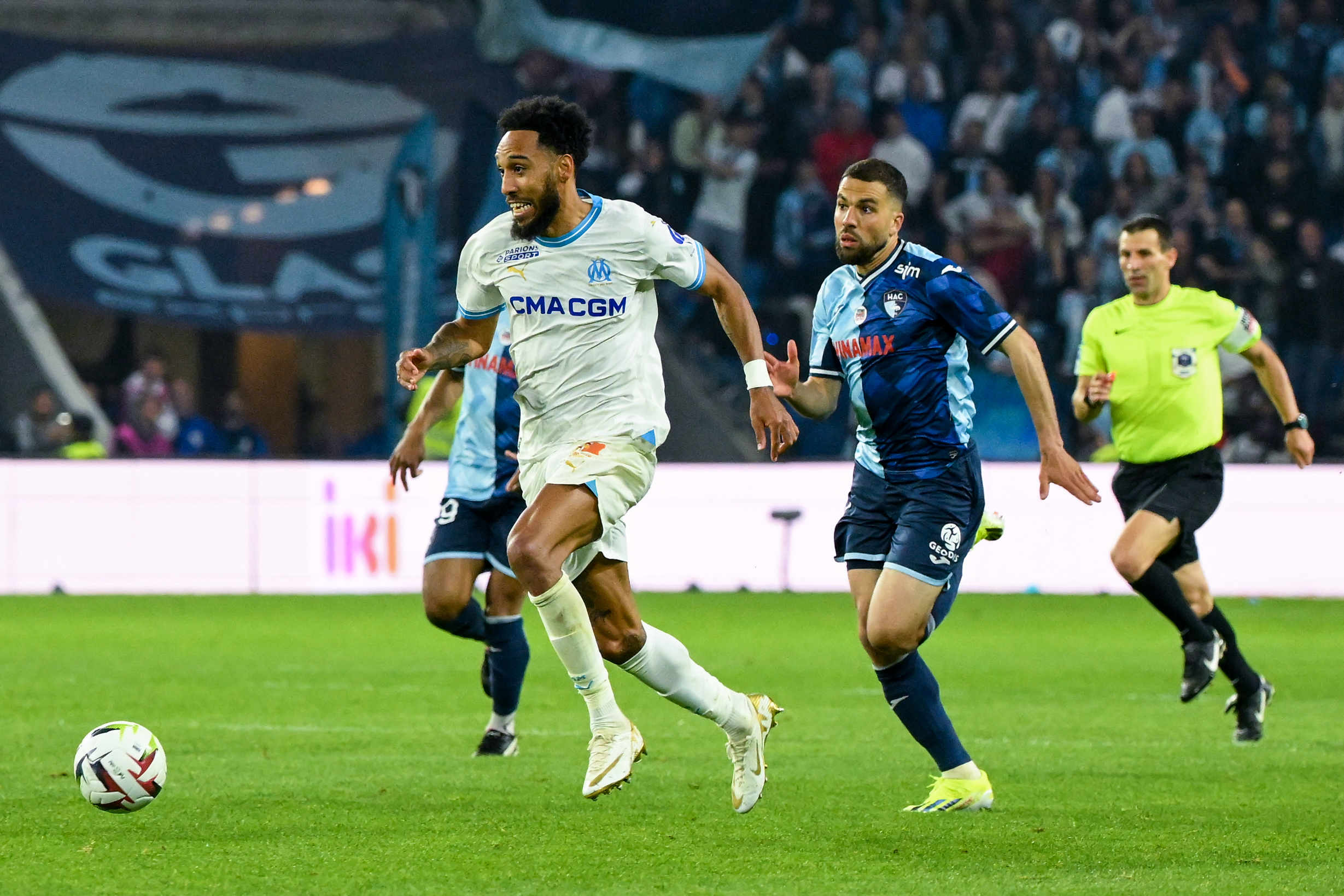 Pierre-Emerick Aubameyang lors de son dernier match avec l'OM, au Havre.