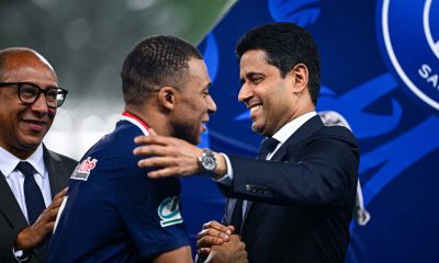 Kylian Mbappé et Nasser al-Khelaïfi lors de la finale de la Coupe de France 2024.