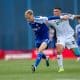 La recrue de l'ASSE Maxime Bernauer, en action avec le Dinamo Zagreb.