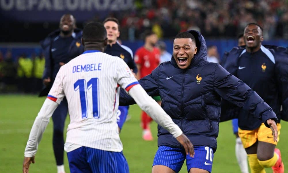 La joie d'Ousmane Dembélé et Kylian Mbappé lors de l'Euro 2024.