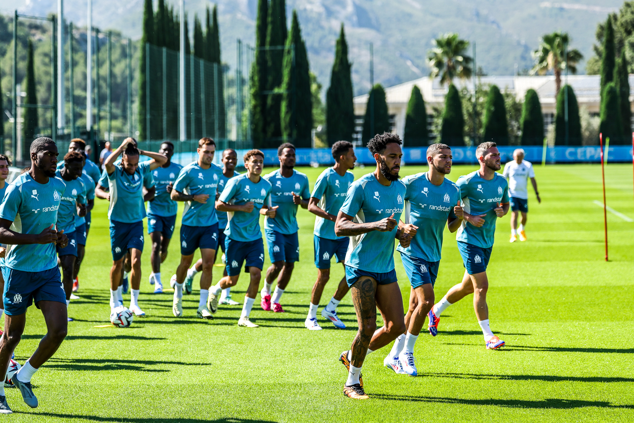 Pierre-Emerick Aubameyang lors d'un entraînement de l'OM en début de saison dernière.