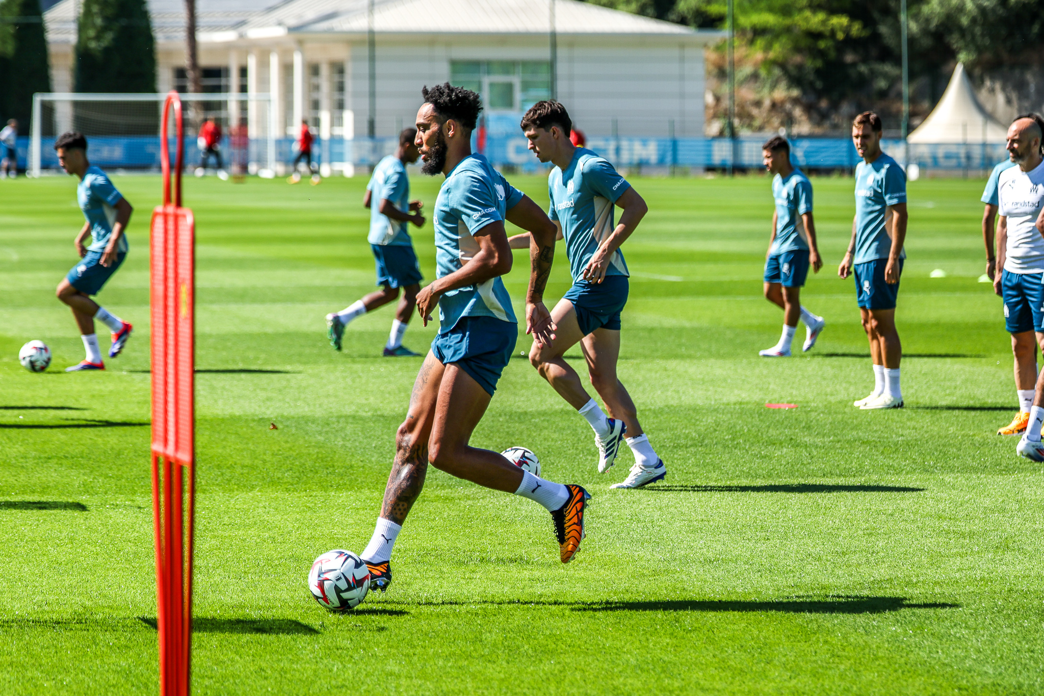 Pierre-Emerick Aubameyang lors d'un entraînement de l'OM la saison dernière.