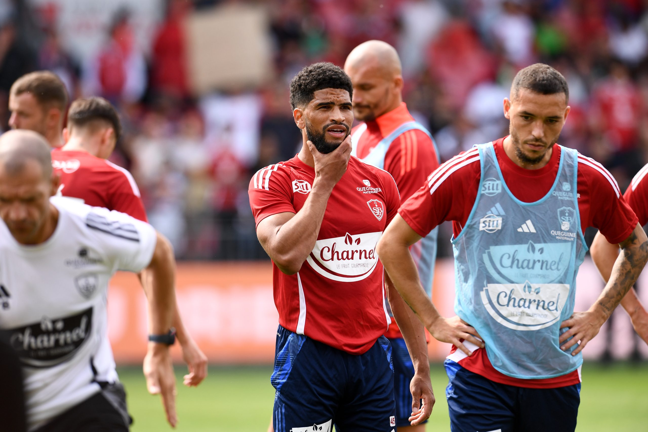 Mahdi Camara, la saison dernière, à l'échauffement avant le match contre l'OM.