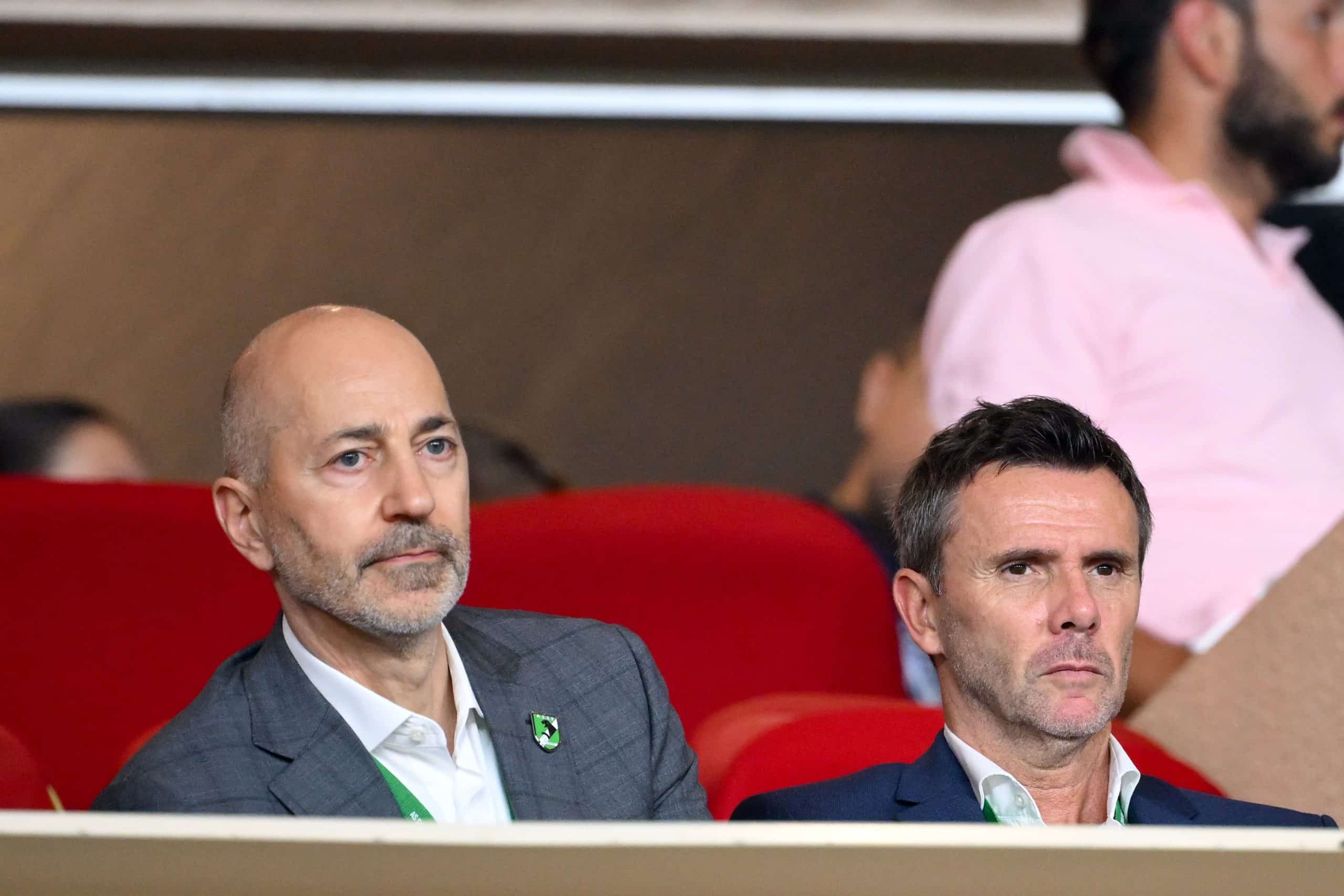 Le président de l'ASSE, Ivan Gazidis, et Jean-François Soucasse.