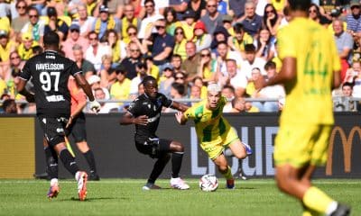 Matthis Abline lors du match aller entre le FC Nantes et l'AJ Auxerre