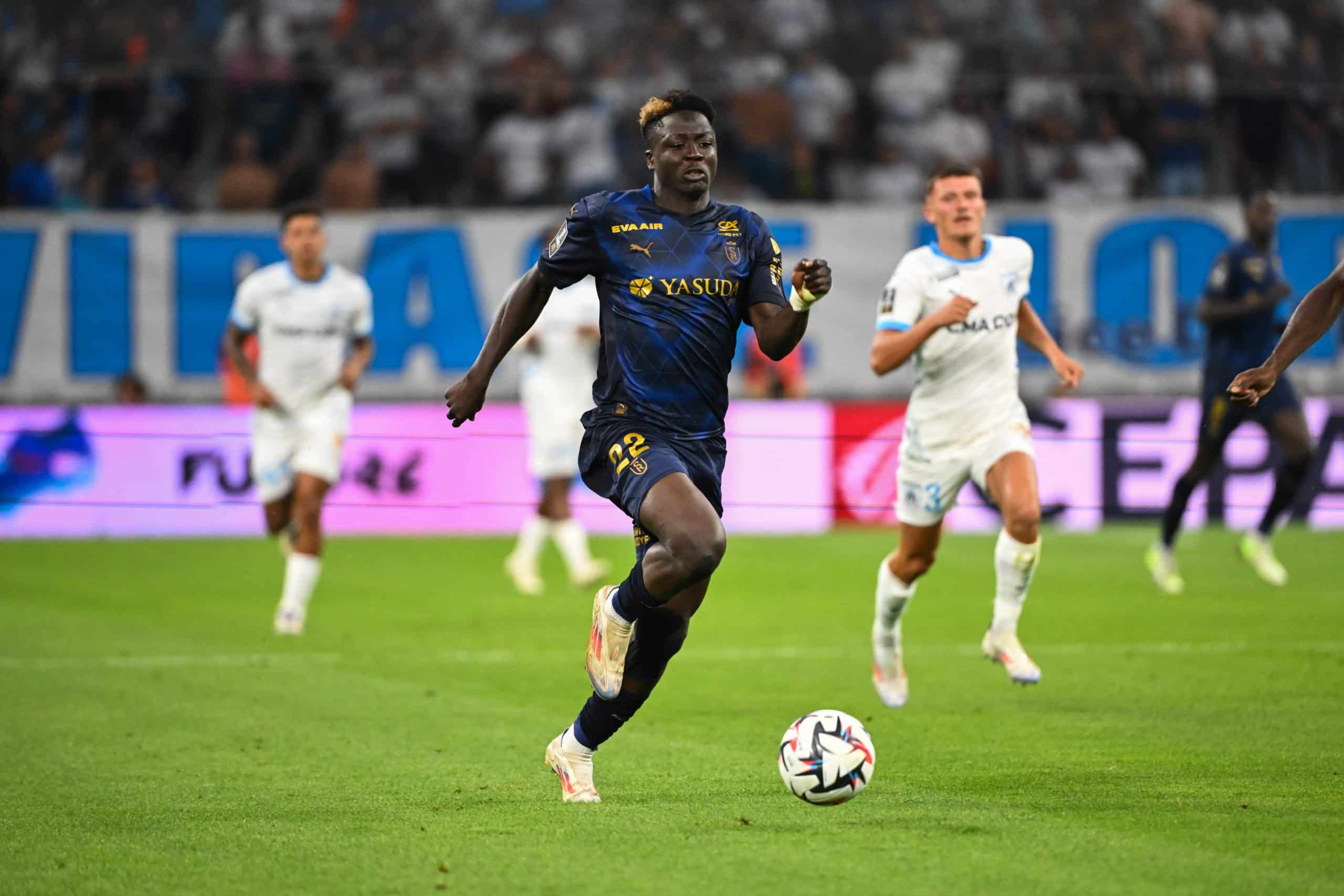 Oumar Diakité lors du match aller entre l'OM et Reims