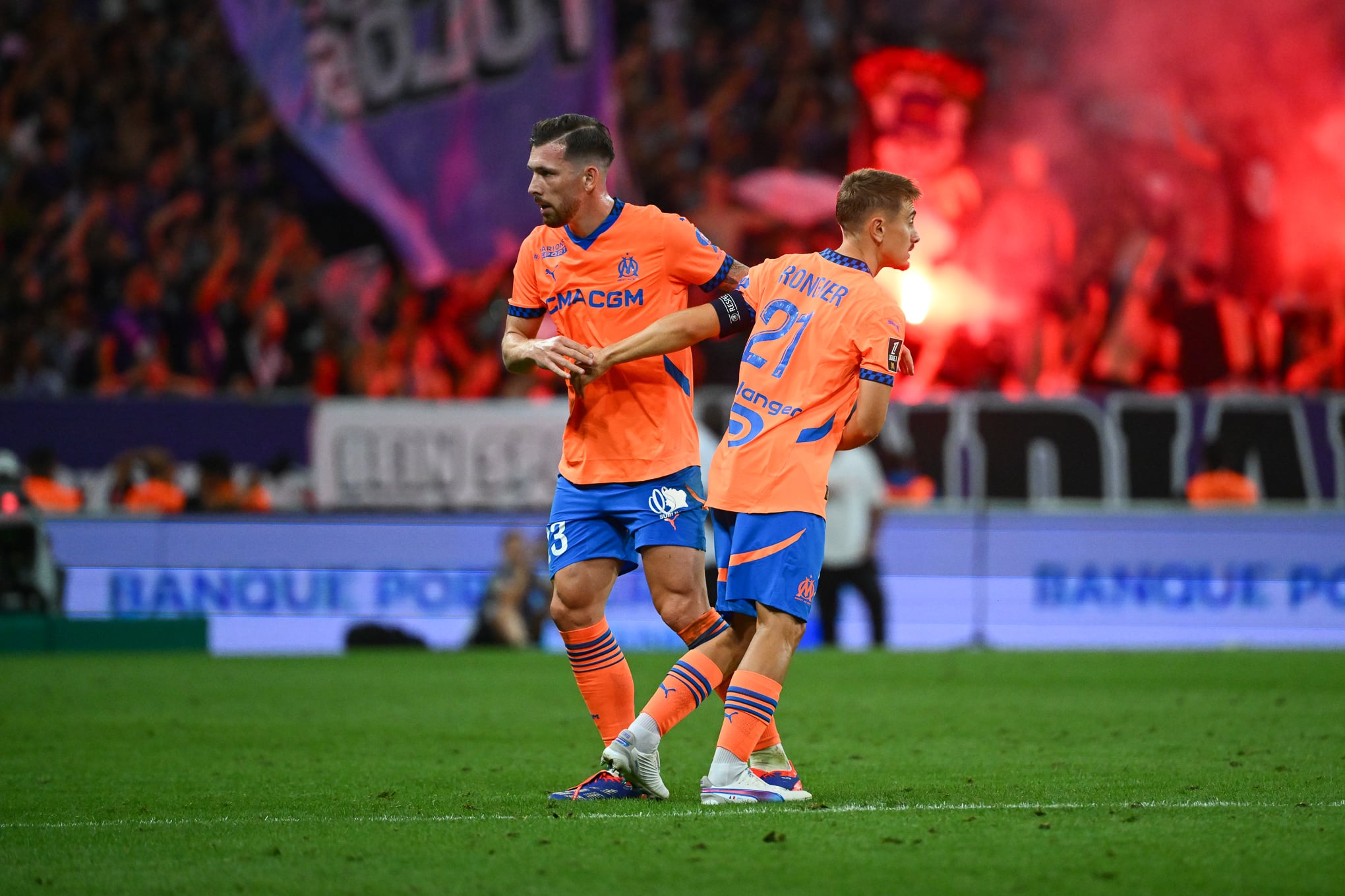 Pierre-Emile Hojbjerg et Valentin Rongier (OM)