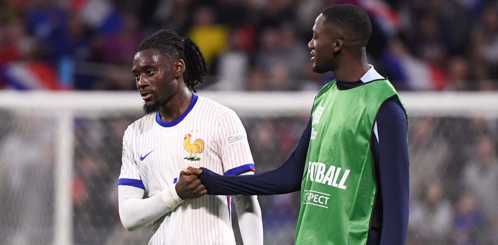 Manu Koné et Ibrahima Konaté sous le maillot de l'équipe de France