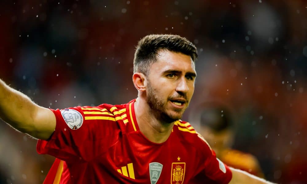 La joie d'Aymeric Laporte après un but avec l'Espagne en Ligue des Nations.