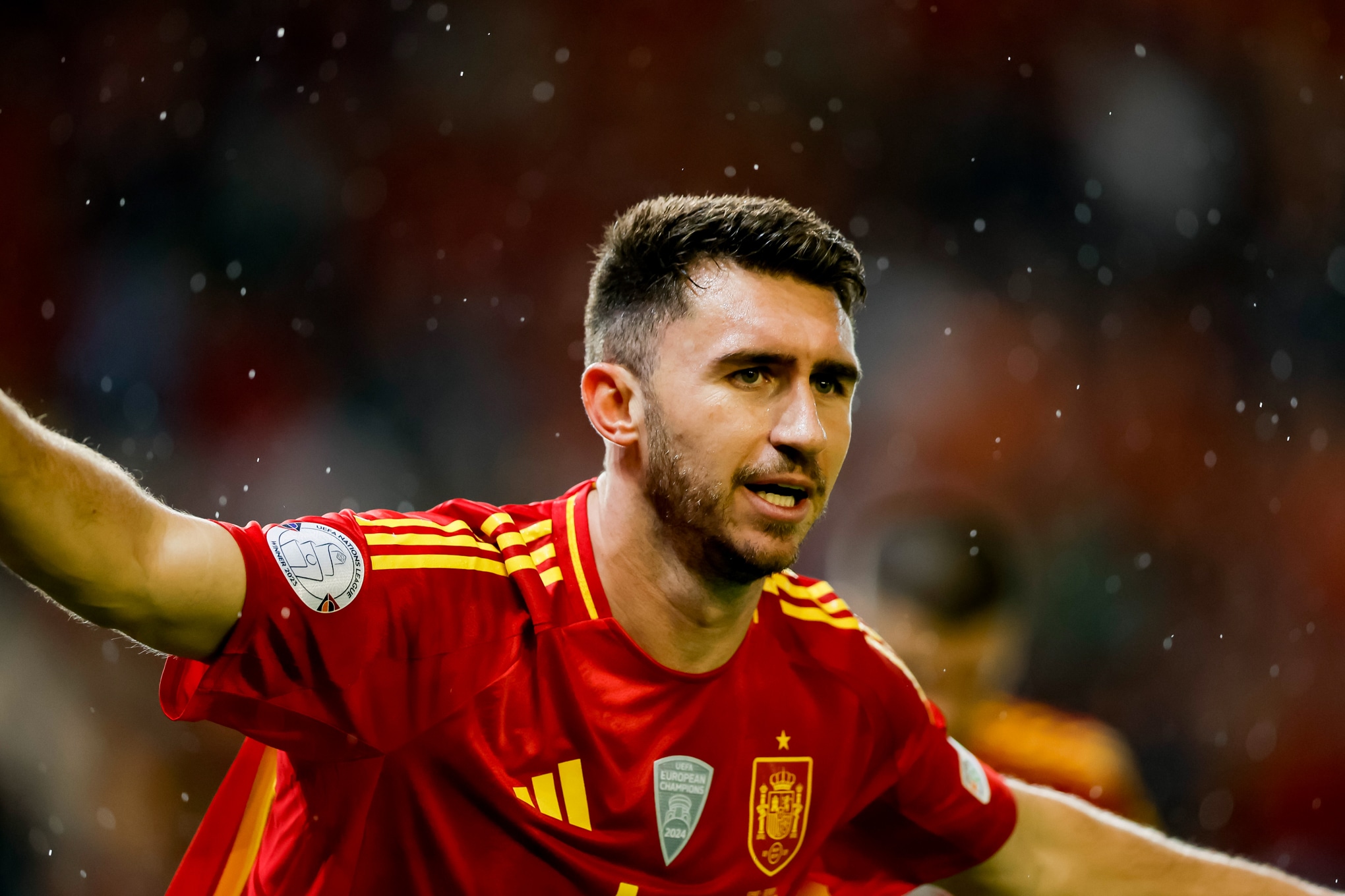 La joie d'Aymeric Laporte après un but avec l'Espagne en Ligue des Nations.